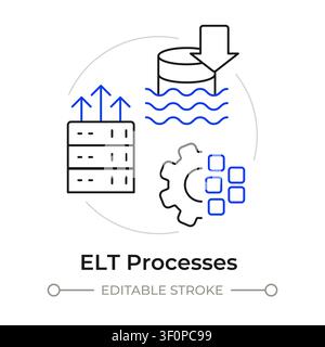 ELT processes duotone line art concept icon Stock Vector