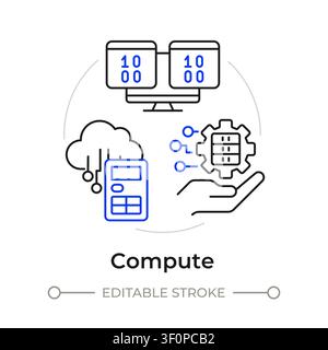 Compute duotone line art concept icon Stock Vector