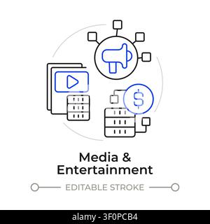 Media and entertainment duotone line art concept icon Stock Vector