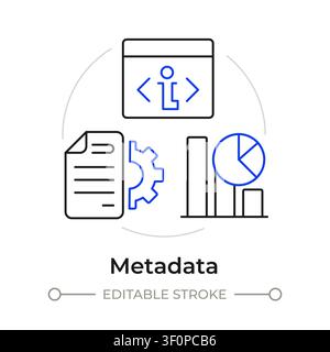 Metadata duotone line art concept icon Stock Vector