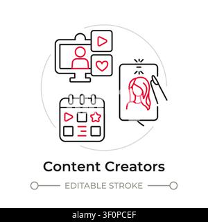 Content creators duotone line art concept icon Stock Vector