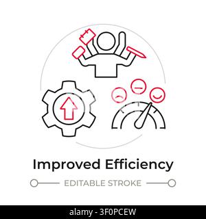 Improved efficiency duotone line art concept icon Stock Vector