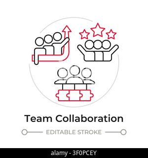 Team collaboration duotone line art concept icon Stock Vector