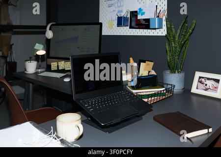 Modern Home Office Workspace Supporting Remote Work Productivity Stock Photo