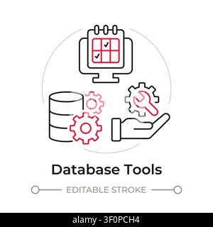 Database tools duotone line art concept icon Stock Vector