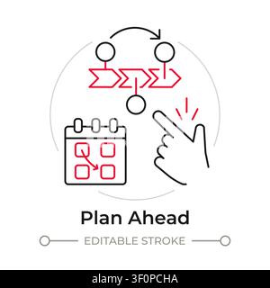 Plan ahead duotone line art concept icon Stock Vector