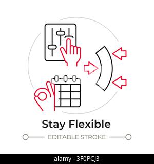 Stay flexible duotone line art concept icon Stock Vector