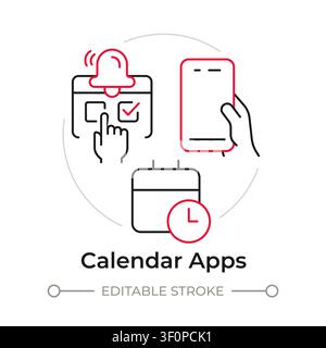 Calendar apps duotone line art concept icon Stock Vector