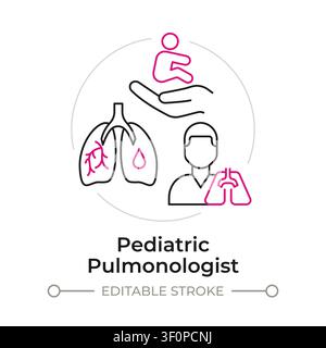 Pediatric pulmonologist duotone line art concept icon Stock Vector