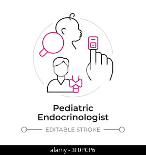 Pediatric endocrinologist duotone line art concept icon Stock Vector
