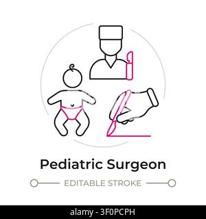 Pediatric surgeon duotone line art concept icon Stock Vector