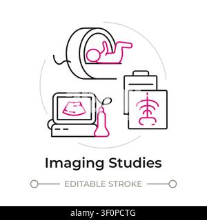 Imaging studies duotone line art concept icon Stock Vector