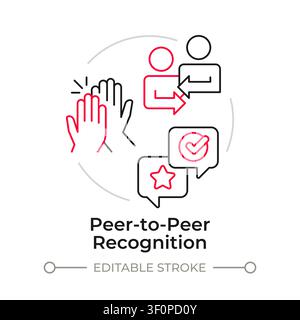 Peer to peer recognition duotone line art concept icon Stock Vector