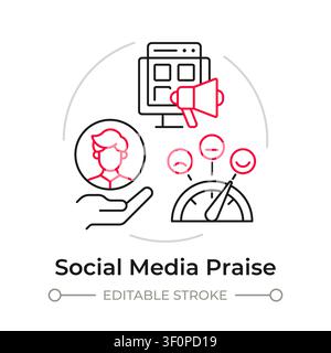 Social media praise duotone line art concept icon Stock Vector