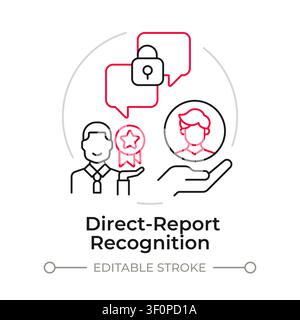 Direct report recognition duotone line art concept icon Stock Vector