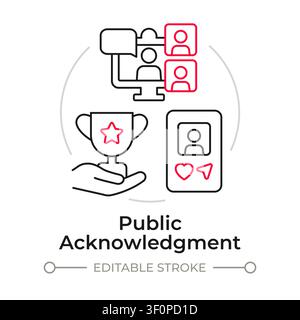 Public acknowledgment duotone line art concept icon Stock Vector