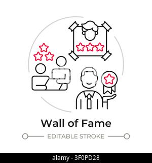 Wall of fame duotone line art concept icon Stock Vector