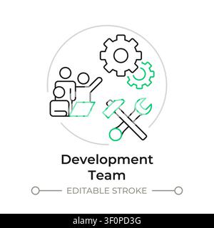 Development team duotone line art concept icon Stock Vector