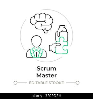 Scrum master duotone line art concept icon Stock Vector