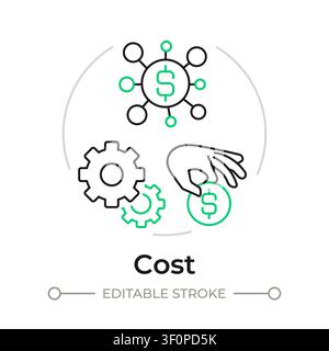 Cost duotone line art concept icon Stock Vector