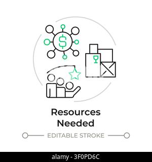 Resources needed duotone line art concept icon Stock Vector