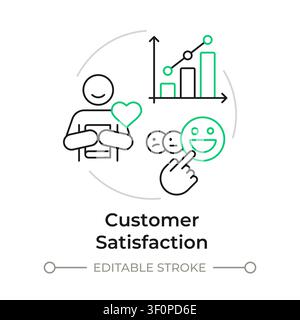 Customer satisfaction duotone line art concept icon Stock Vector