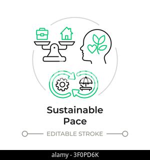 Sustainable pace duotone line art concept icon Stock Vector