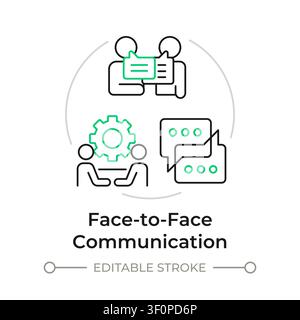 Face to face communication duotone line art concept icon Stock Vector