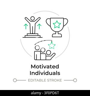 Motivated individuals duotone line art concept icon Stock Vector