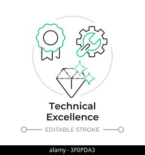 Technical excellence duotone line art concept icon Stock Vector