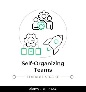 Self organizing teams duotone line art concept icon Stock Vector