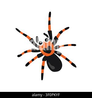 Cute cartoon spider with orange bow vector halloween illustration element Stock Vector