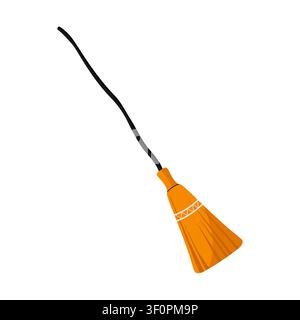 Traditional witch broomstick vector icon flying halloween element illustration Stock Vector