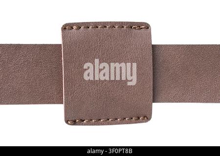 Brown leather details closeup isolated over white Stock Photo