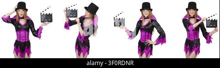 Beautiful woman with clapper board Stock Photo