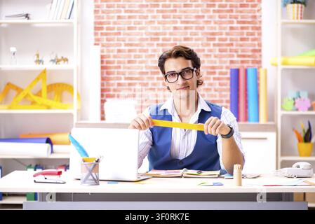 Young designer freelancer working on new project Stock Photo