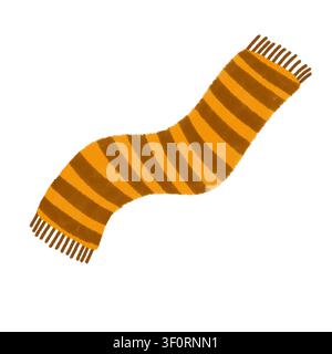 Warm orange and brown striped autumn scarf isolated on a white background Stock Photo