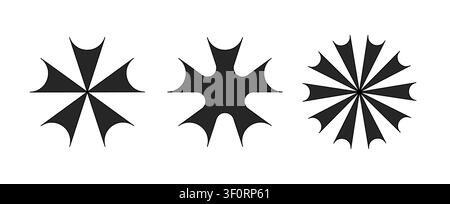 Radial sun line pattern ray shape icon. Vector graphic star circular burst sun linear concentric abstract starburst Stock Vector