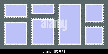 Postage stamp frame border shape vector square. Postcard postal letter label photo card vintage sticker Stock Vector