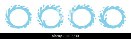 Vector water splash circle logo icon. Round water splash flat frame liquid abstract background design. Stock Vector