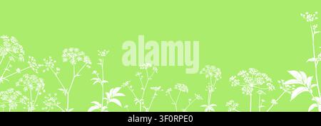 Green background frame with flowers. Hand drawn. Not AI, vector illustration. Stock Vector