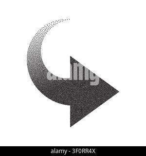 Dot arrow vector icon. Vintage gradation down arrow halftone shape icon. Stock Vector