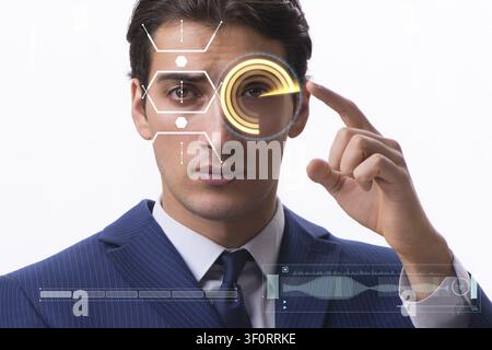 Concept of sensor implanted into human eye Stock Photo