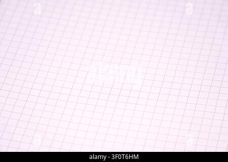 Close-up grid paper texture, even lines, subtle variations in texture, faint gray lines on white background, minimalistic composition, controlled stud Stock Photo