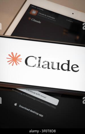 Mexico city, mexico, 05 29 2026, claude ai application displayed on smartphone and tablet screens, showcasing conversational technology Stock Photo