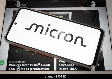 Mexico city, mexico, 05 29 2026, smartphone displaying micron logo on website page with company information Stock Photo