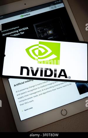 Mexico city, mexico, 06 02 2026, nvidia logo on mobile device displaying artificial intelligence concepts Stock Photo
