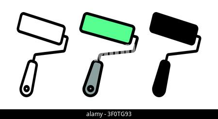 Paint roller icons set for home renovation decoration repair work Stock Vector
