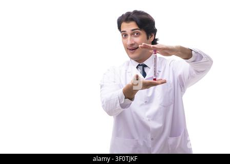 Young chemist isolated on white background Stock Photo