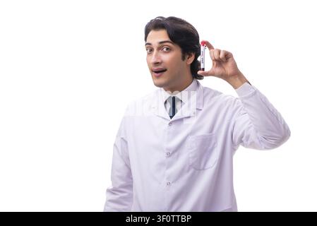 Young chemist isolated on white background Stock Photo
